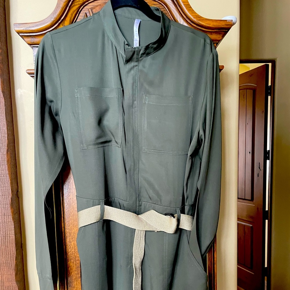 Fabletics adorable jumpsuit in dark olive green.